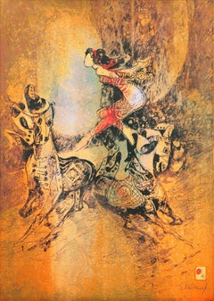 Vintage 'Equestrian Actress', Modernism, Circus, Vietnamese, French, Horse, Acrobats