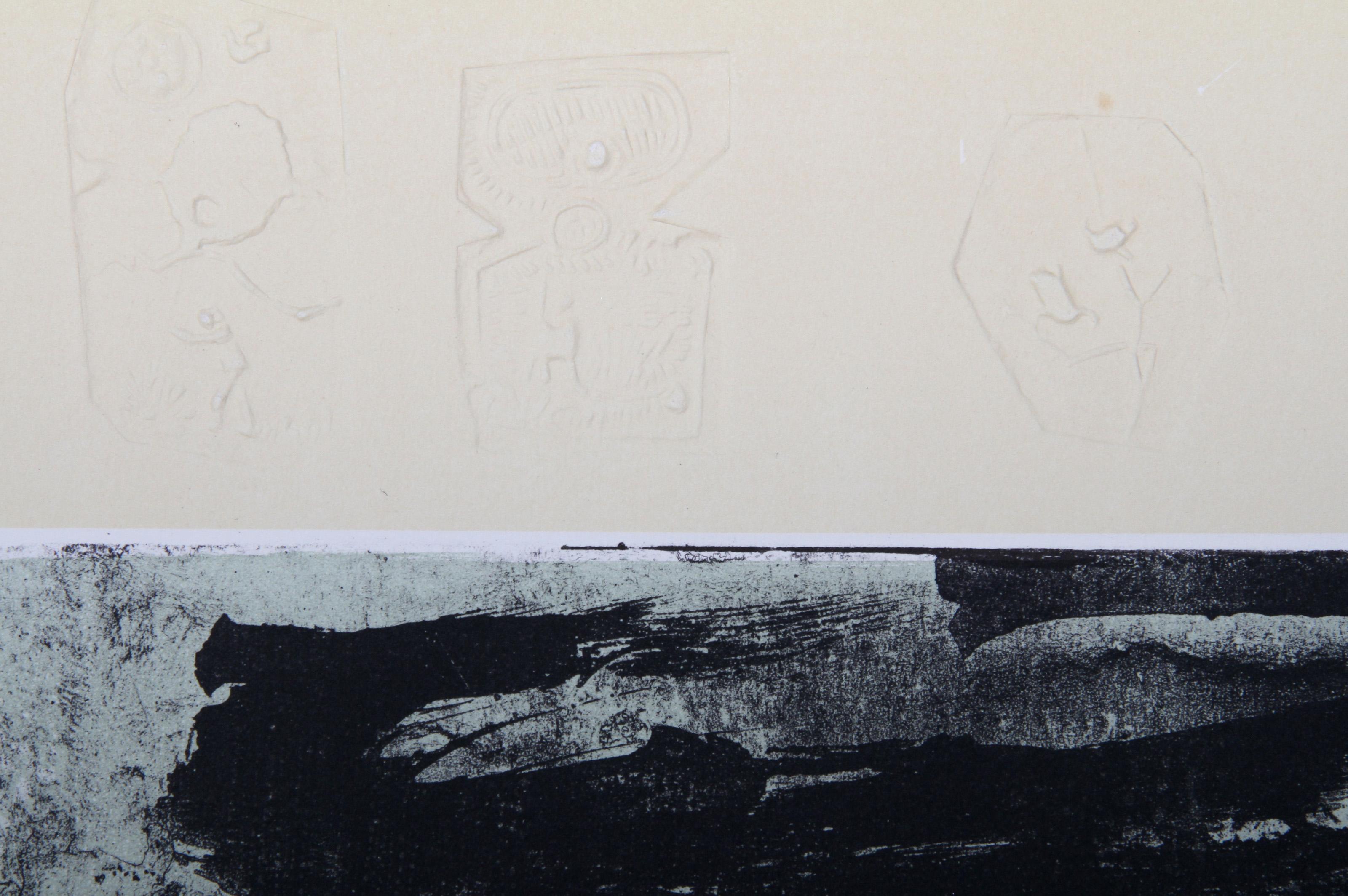 Fighting Horses, Lithograph with Intaglio Etching by Hoi Lebadang For Sale 1