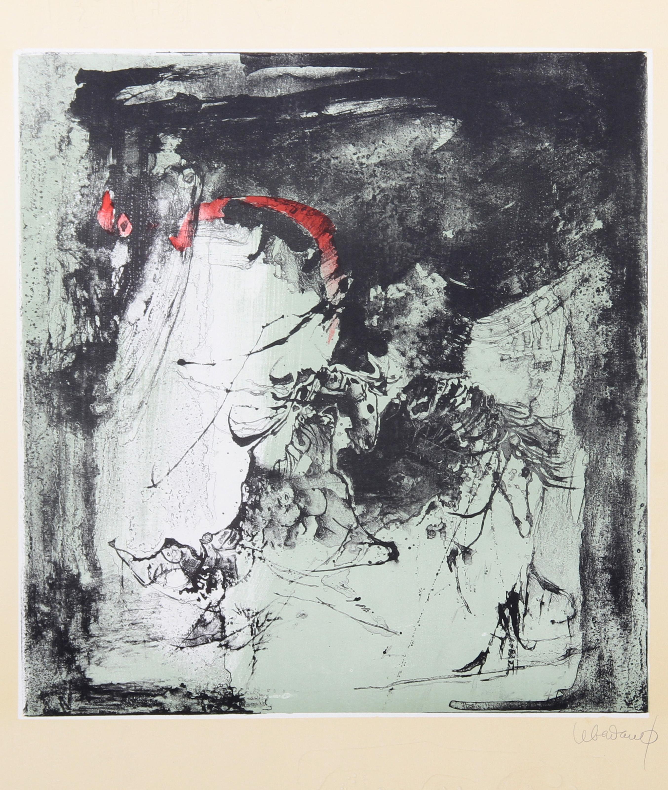 Lebadang (aka Hoi), Vietnamese (1922 - 2015) -  Fighting Horses. Year: circa 1977, Medium: Lithograph with Intaglio Etching, Signed in pencil, Edition: EA, Size: 30  x 21 in. (76.2  x 53.34 cm) 
