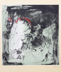 Fighting Horses, Lithograph with Intaglio Etching by Hoi Lebadang