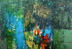 Floating Down the River, signierte und nummerierte abstrakte Lithographie von Hoi Lebadang