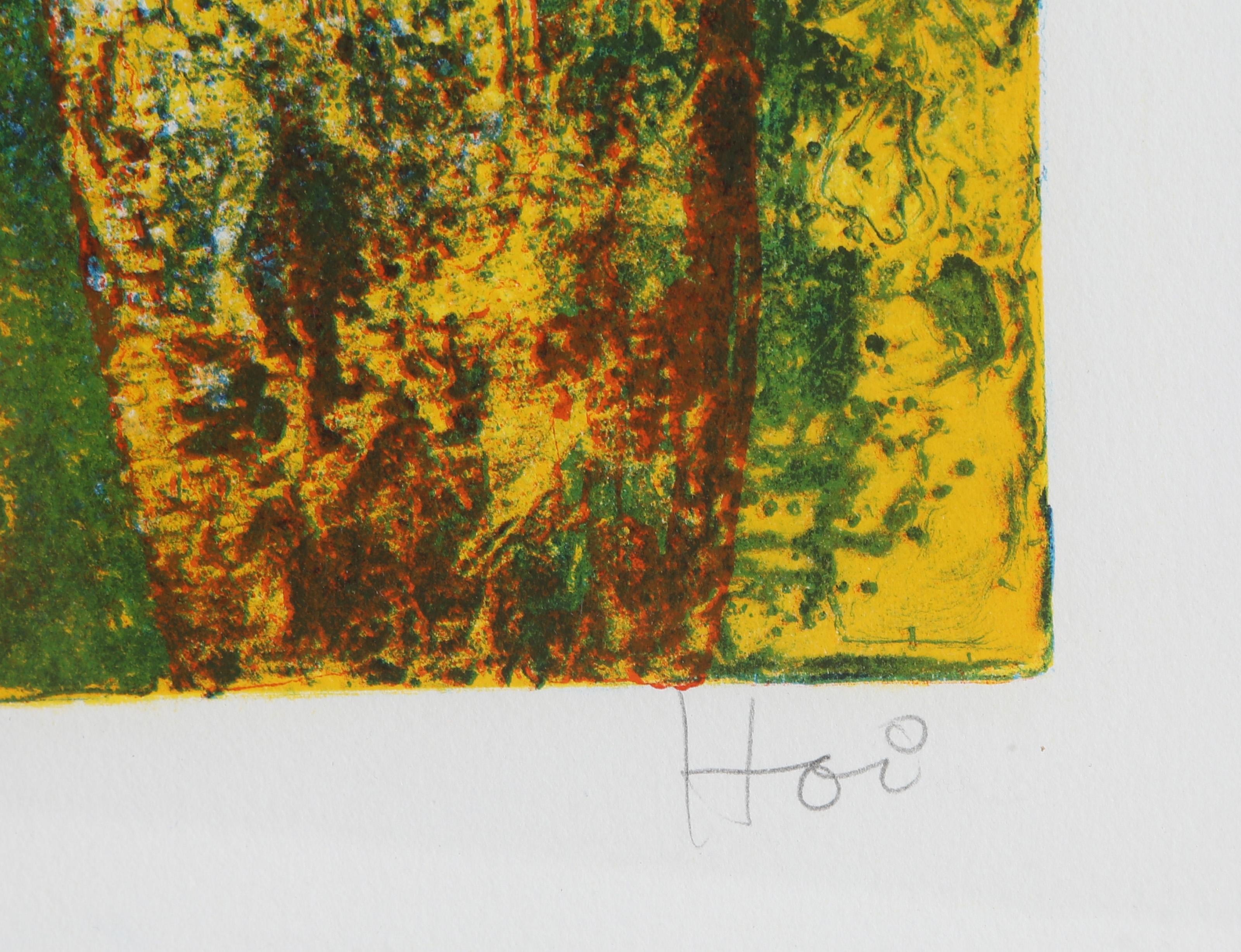 Flowers on Table, Framed Abstract Lithograph by Hoi Lebadang For Sale 2
