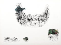 Horses - Variation 2 (bleu et vert), lithographie colorée à la main par Hoi Lebadang