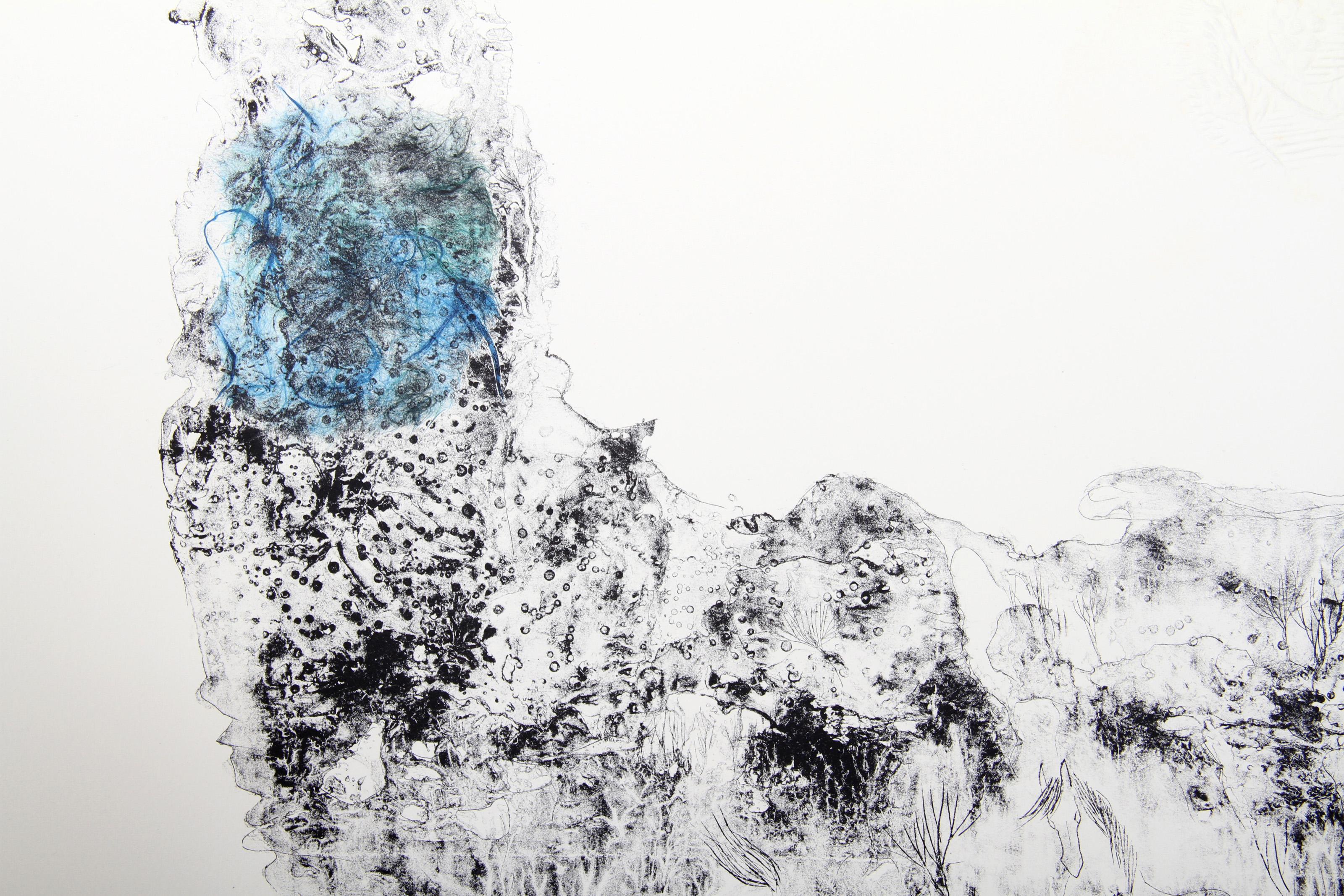 Horses - Variation 9 (Blue and Green), Hand-Colored Lithograph by Hoi Lebadang For Sale 2