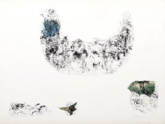 Horses - Variation 9 (Blue and Green), Hand-Colored Lithograph by Hoi Lebadang