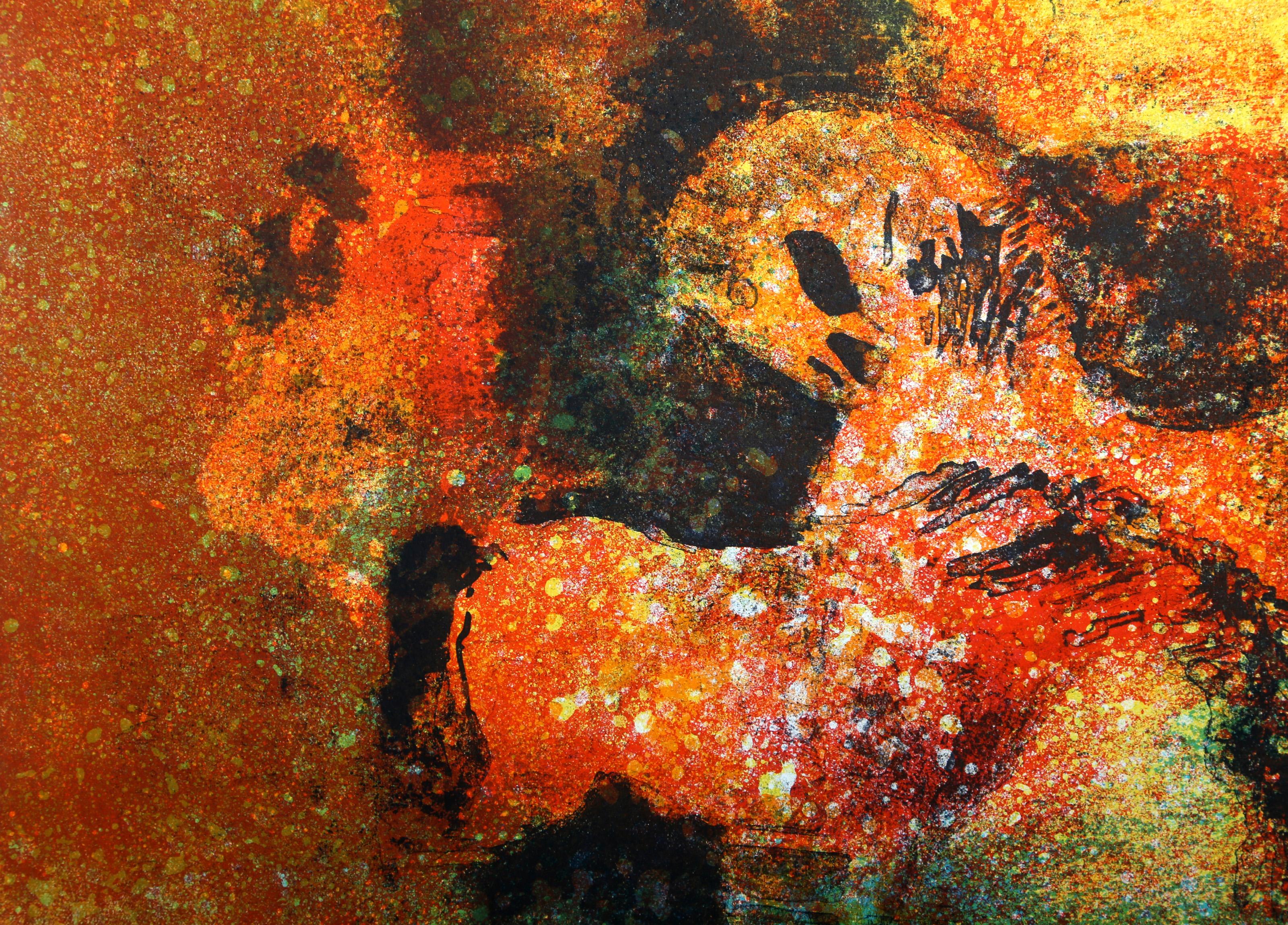 Horses with Sunset, Lithograph by Hoi Lebadang For Sale 1