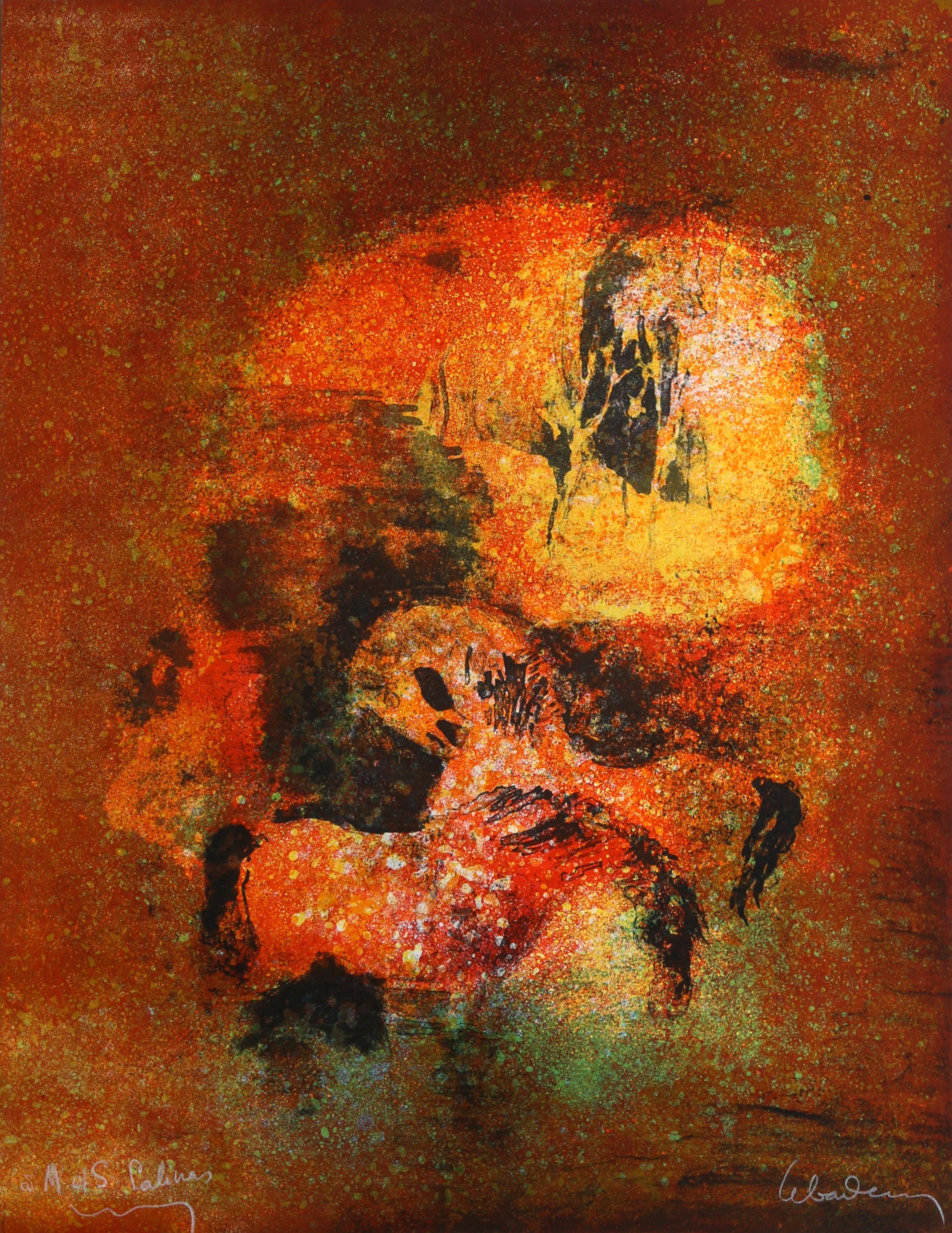 Lebadang (aka Hoi), Vietnamese (1922 - 2015) -  Horses with Sunset. Medium: Lithograph, signed and numbered in pencil, Edition: E.A., Size: 25.5 x 19.5 in. (64.77 x 49.53 cm), Description: Lebadang was a Vietnam-born French artist whose work