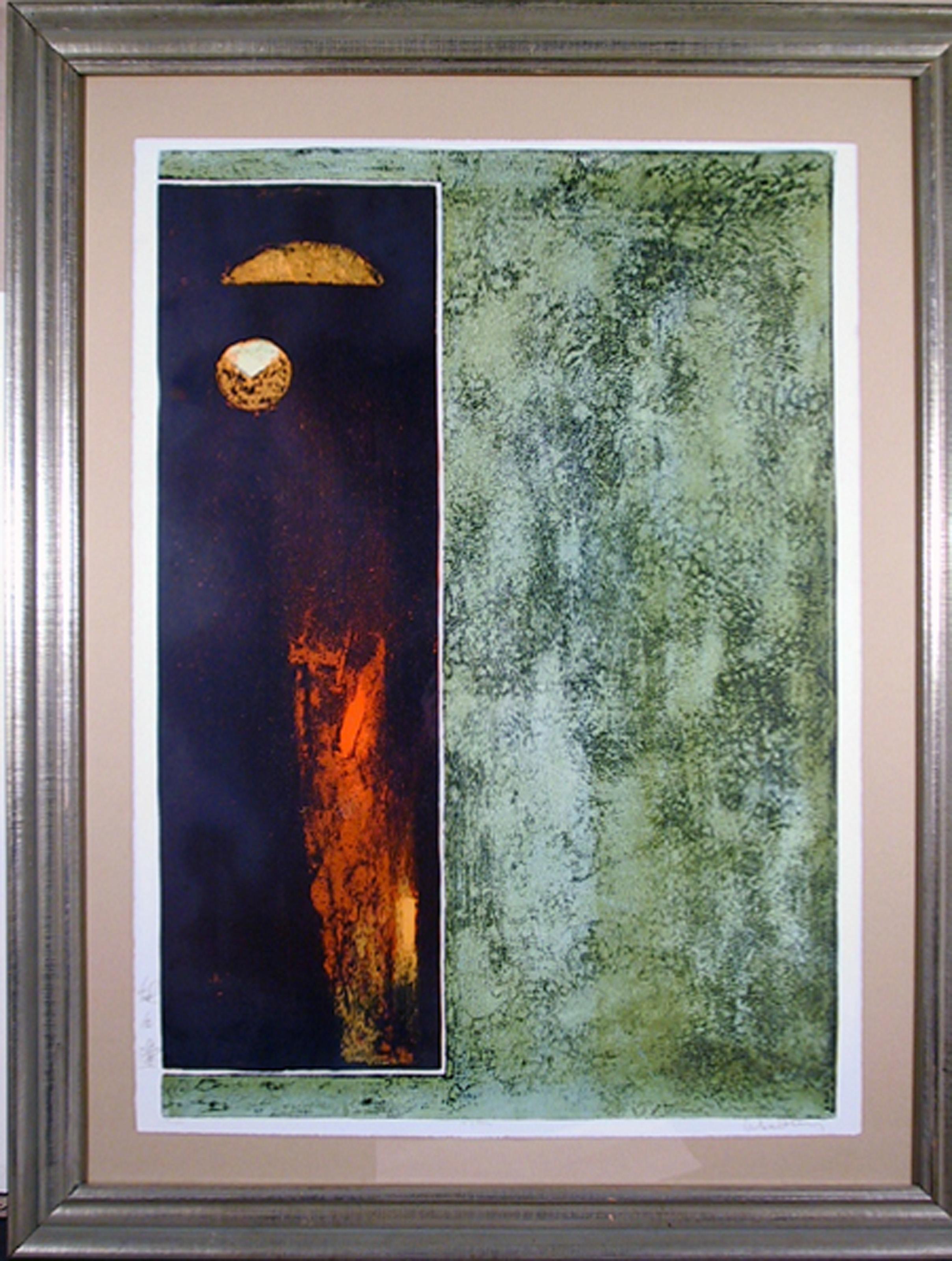 Lebadang (aka Hoi), Vietnamese (1922 - 2015) -  In Space. Year: Circa 1970, Medium: Lithograph, signed and numbered in pencil, Edition: 49/150, Size: 38 x 29 in. (96.52 x 73.66 cm), Frame Size: 39 x 30 inches 