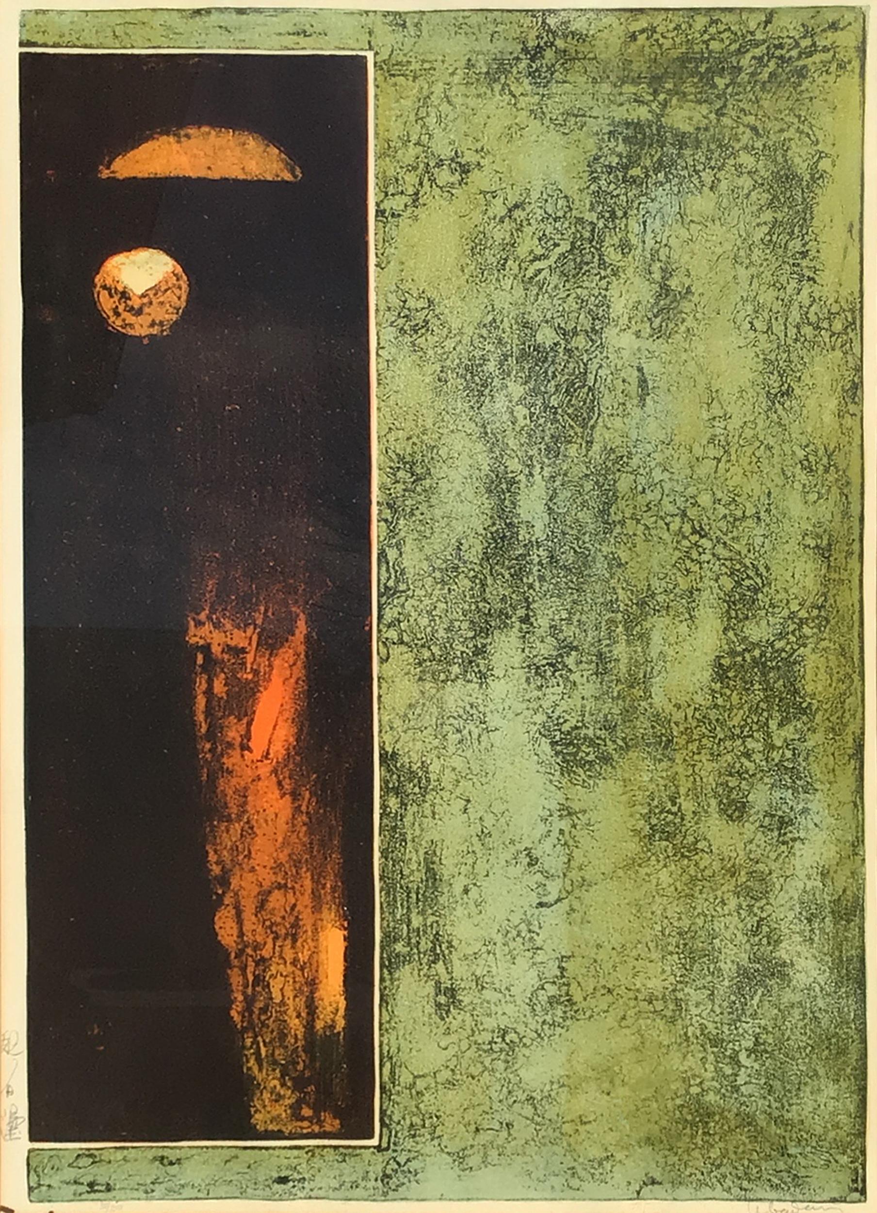 In Space, Signed Abstract Etching by Hoi Lebadang For Sale 1