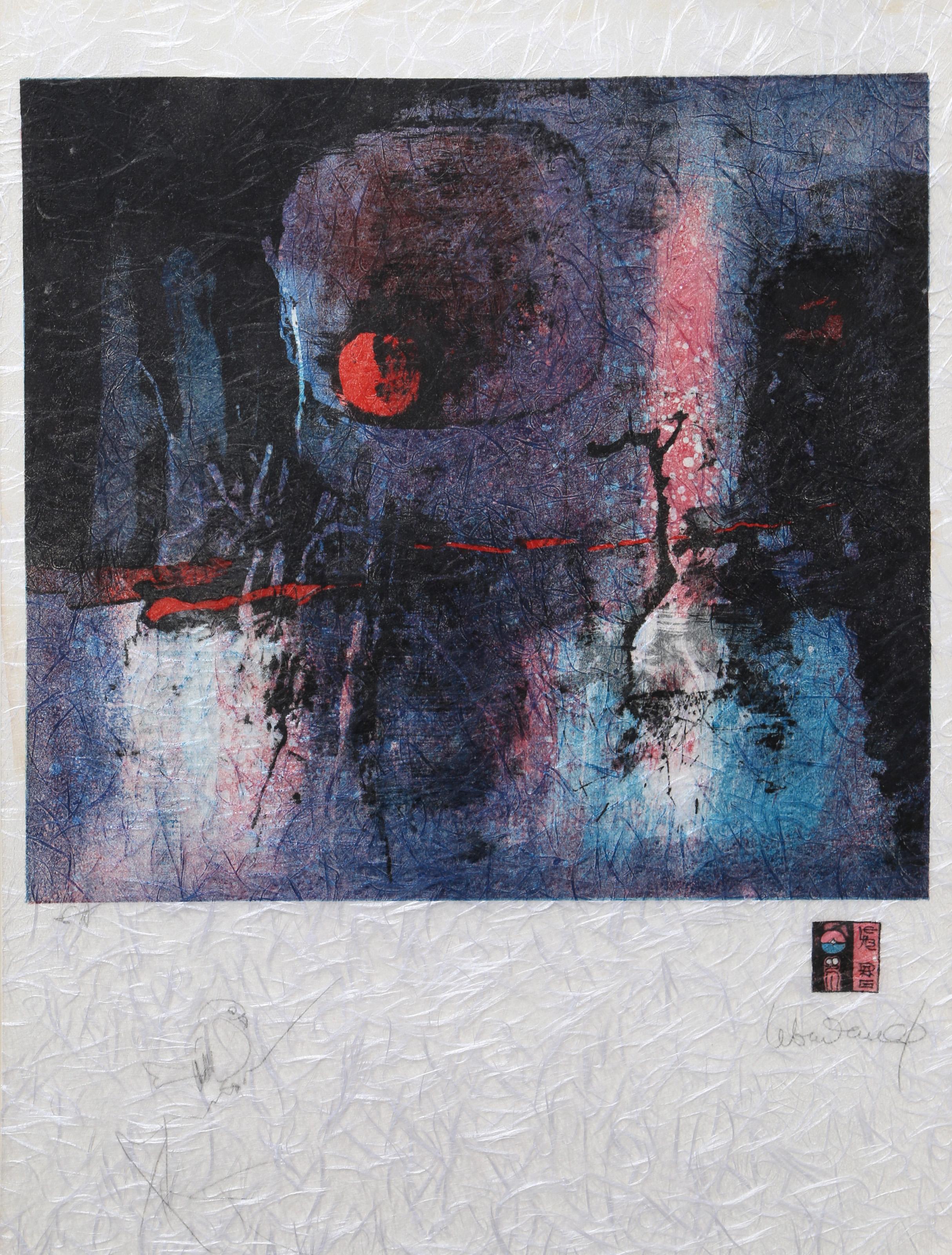 Lebadang (aka Hoi), Vietnamese (1922 - 2015) -  La Lune Mystere. Year: circa 1975, Medium: Lithograph on Japon, signed in pencil, Edition: EA, Size: 29 x 21 in. (73.66 x 53.34 cm) 