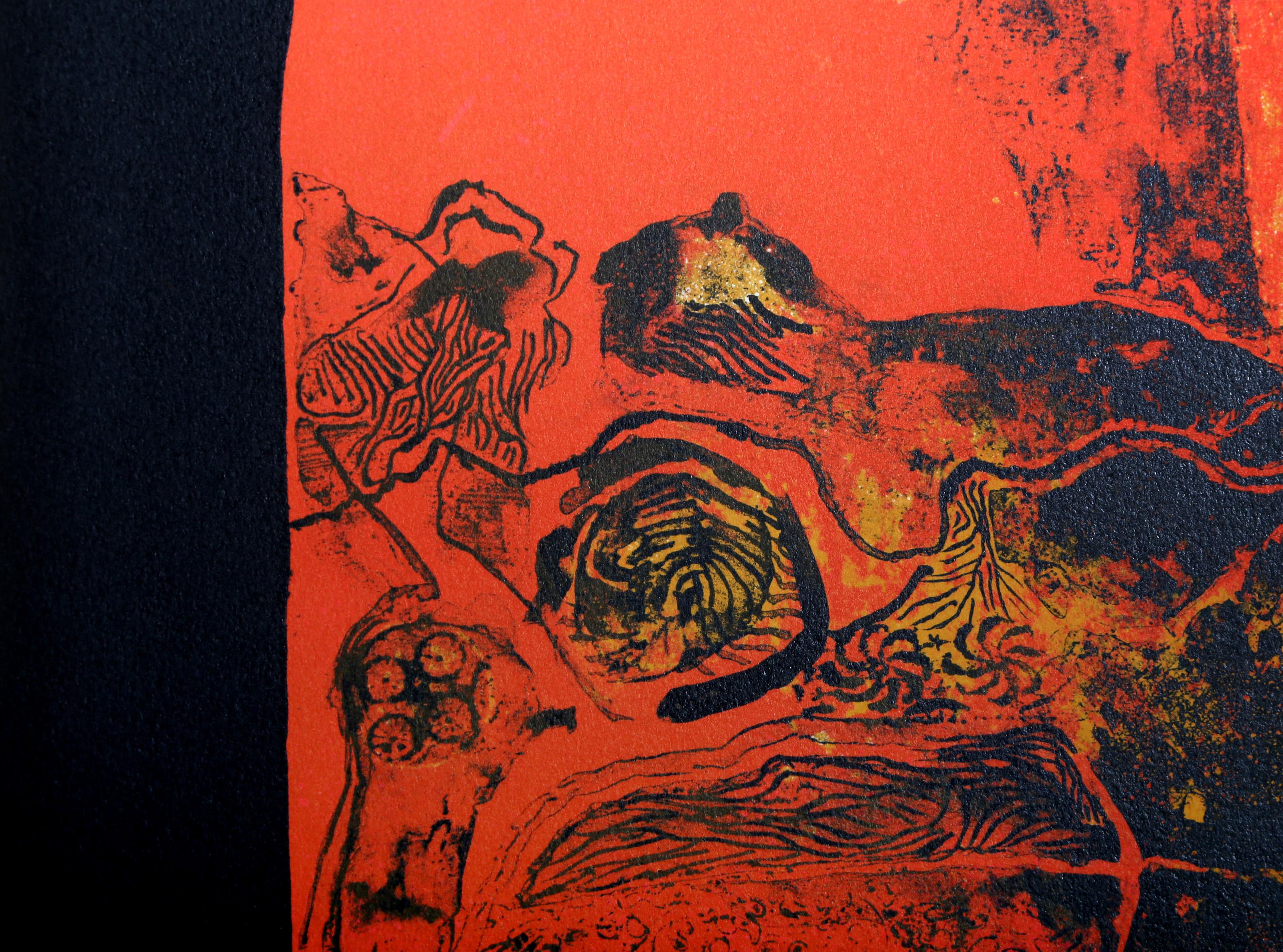 Landscape in Orange, Lithograph by Hoi Lebadang For Sale 2