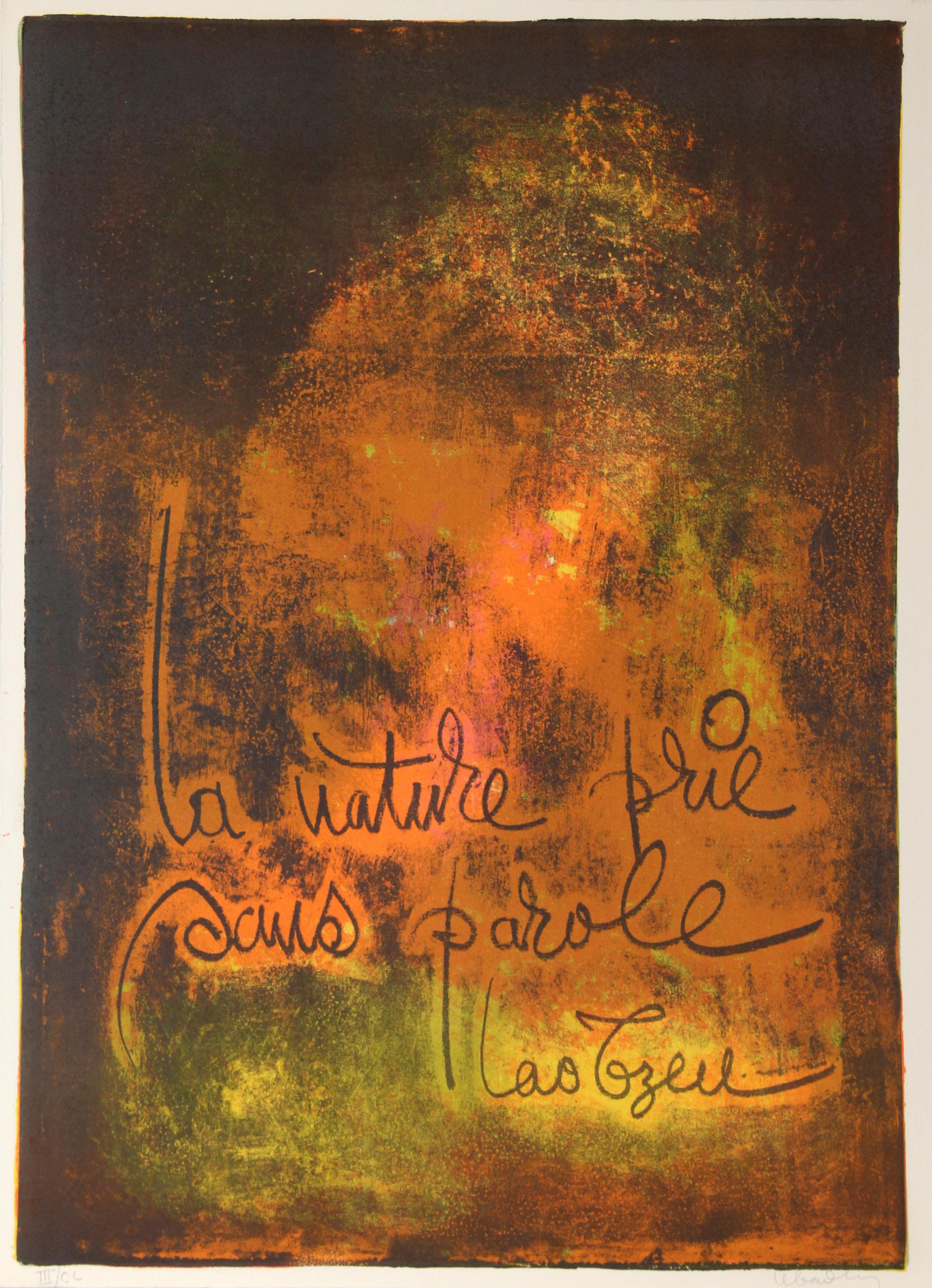 Lebadang (alias Hoi), vietnamita (1922 - 2015) -  La Naturaleza Reza Sin Palabras 3. Año: 1967, Medio: Litografía sobre Arches, firmada y numerada a lápiz, Edición: III/CL, Tamaño: 30  x 22 pulg. (76,2  x 55,88 cm) 