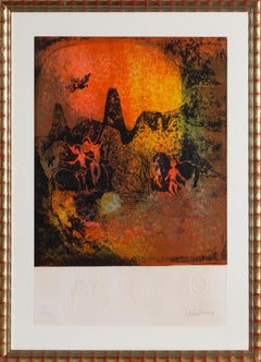 Vintage Prehistorica, Abstract Lithograph by Hoi Lebadang