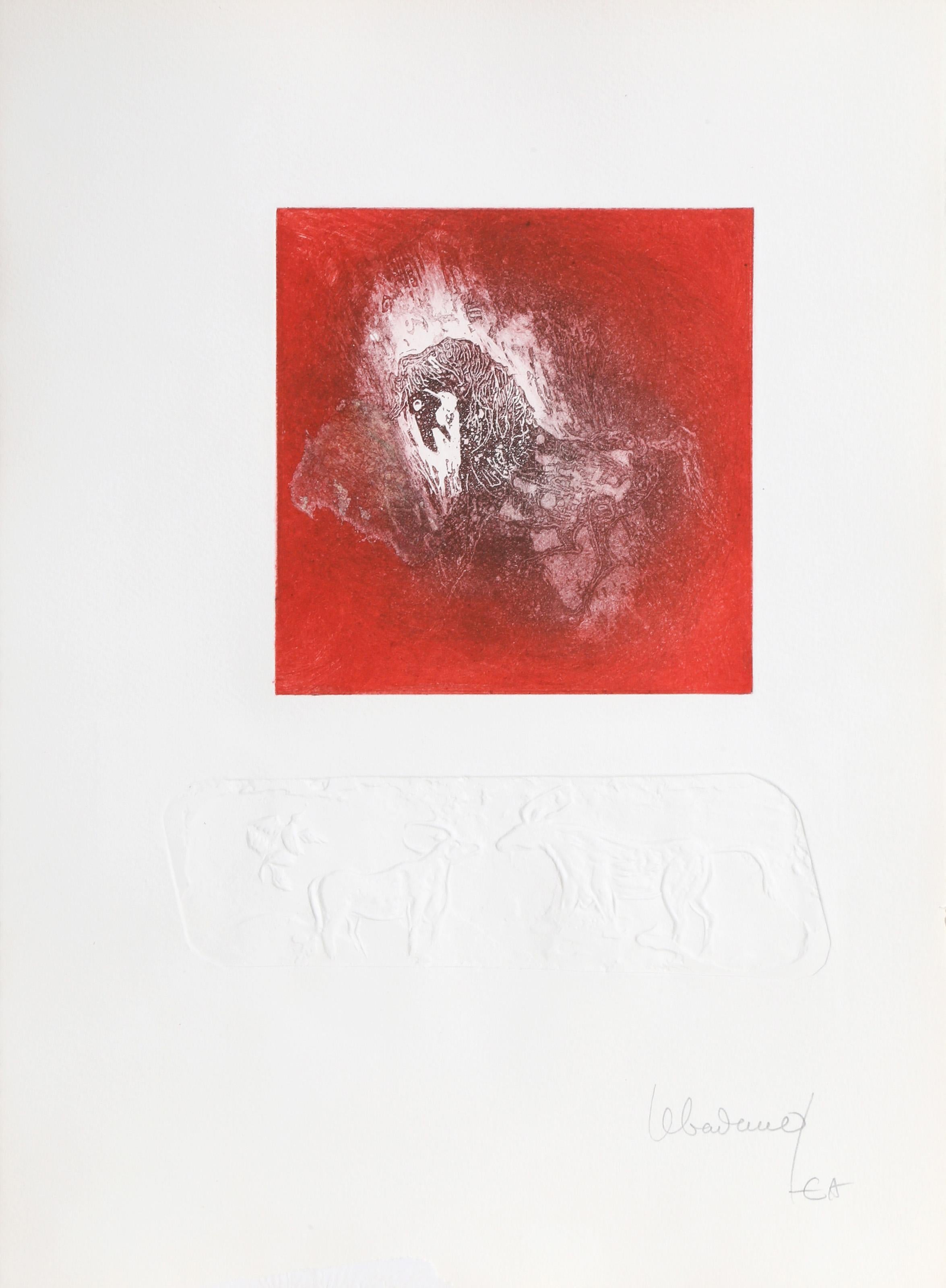 Lebadang (aka Hoi), Vietnamese (1922 - 2015) -  Red Horse. Year: circa 1970, Medium: Etching with Relief, signed and numbered in pencil, Edition: EA, Size: 15  x 11 in. (38.1  x 27.94 cm) 