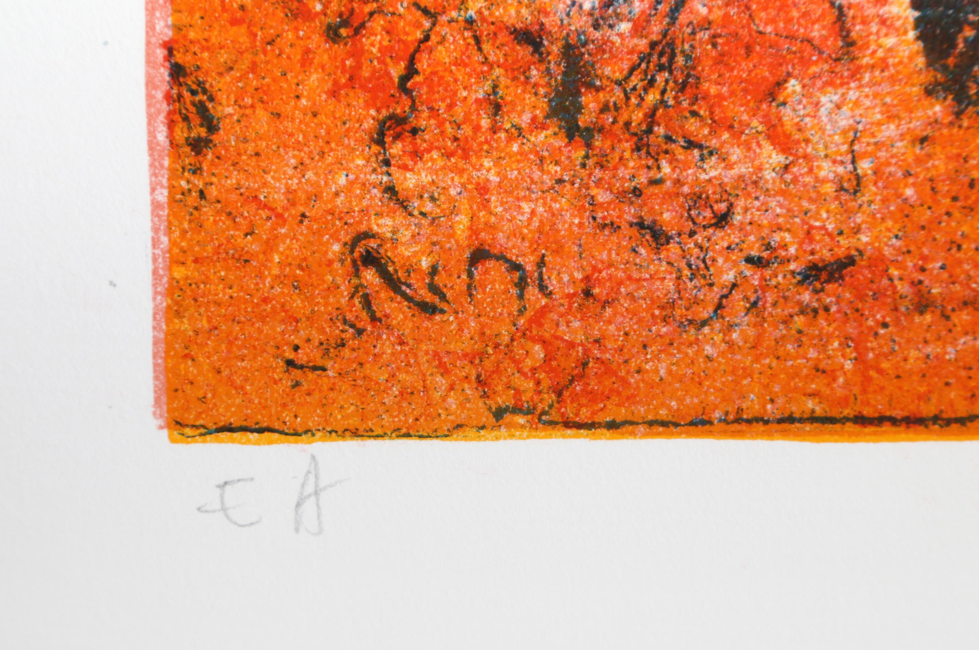 River Scene 2, Colorful Abstract Lithograph by Hoi Lebadang For Sale 2