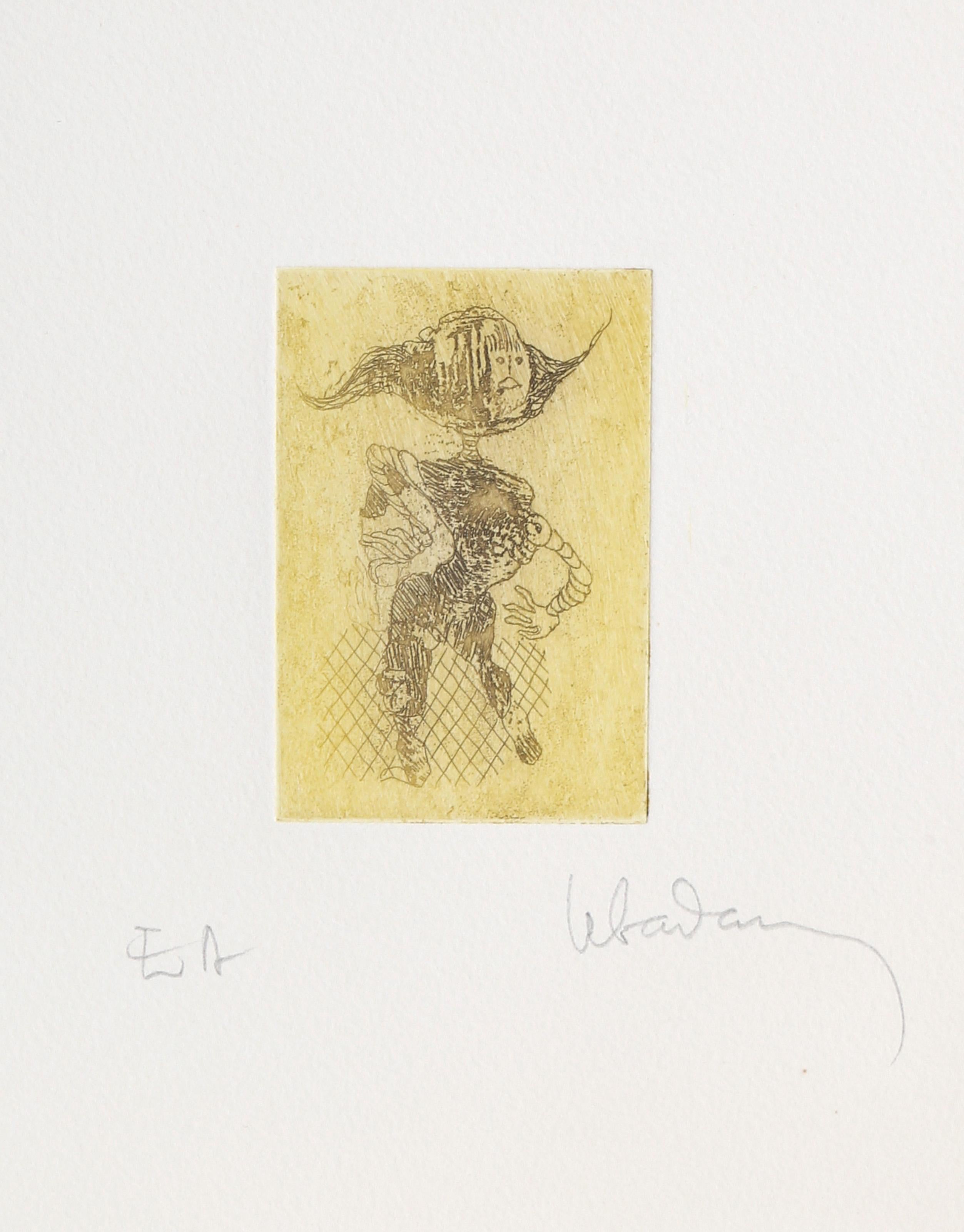 Lebadang (aka Hoi), Vietnamese (1922 - 2015) -  Standing Woman. Year: circa 1982, Medium: Etching with Relief, signed in pencil, Edition: EA, Size: 10 x 9 in. (25.4 x 22.86 cm) 