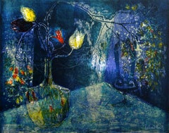 Still Life in Blue, Lithograph by Lebadang