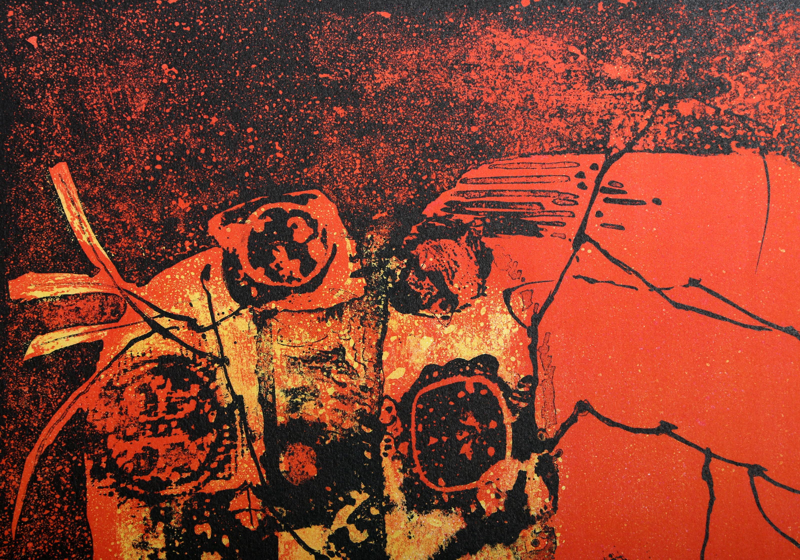 Still Life in Red and Black, Lithograph by Hoi Lebadang For Sale 1