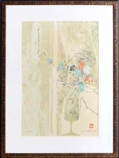 Still Life with Branches, Framed Still Life Modern Lithograph by Hoi Lebadang