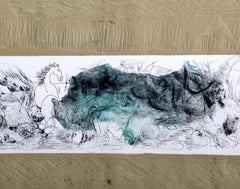 Stone Horses 2, Etching by Hoi Lebadang