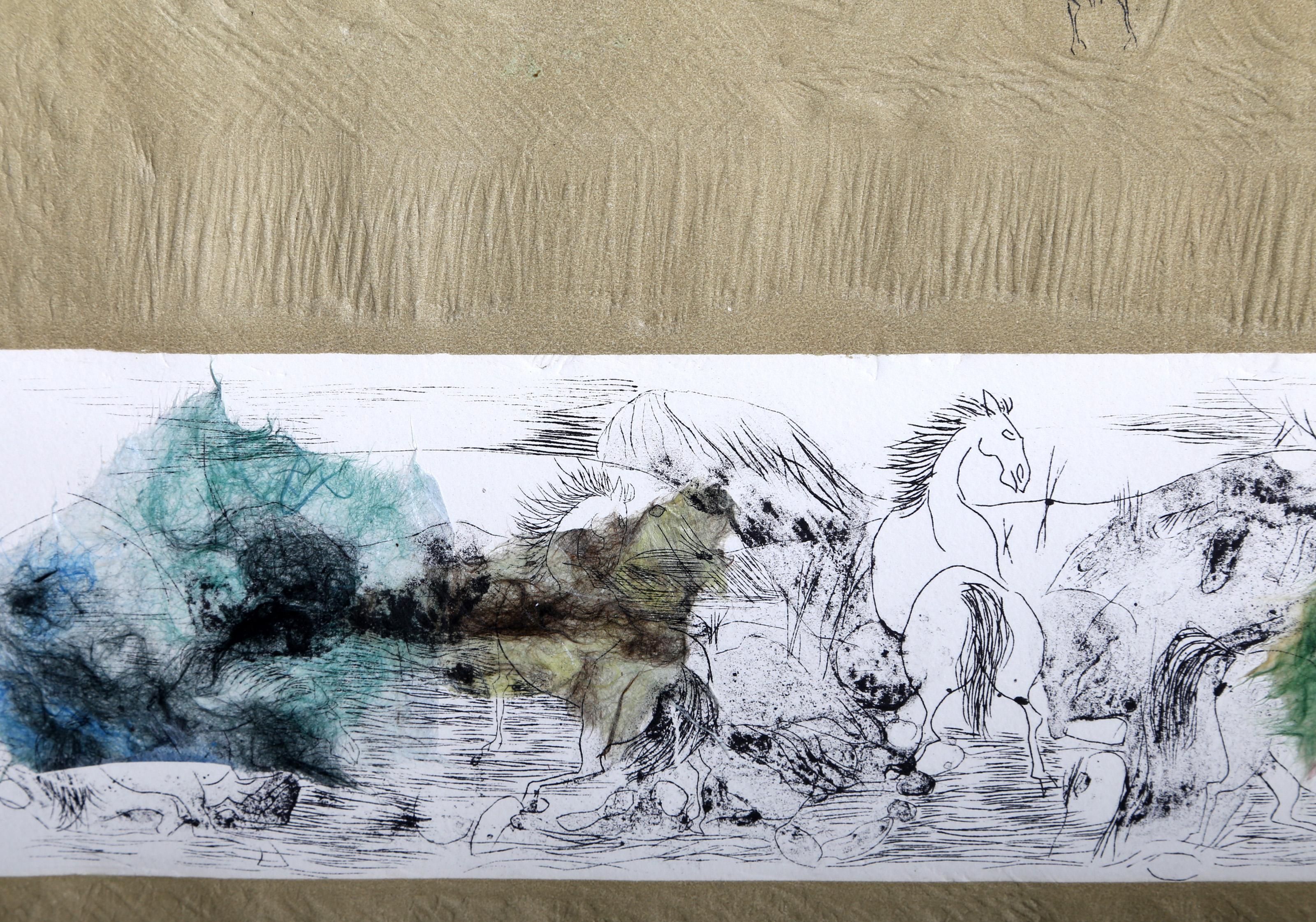 Stone Horses 3, Etching by Hoi Lebadang For Sale 1