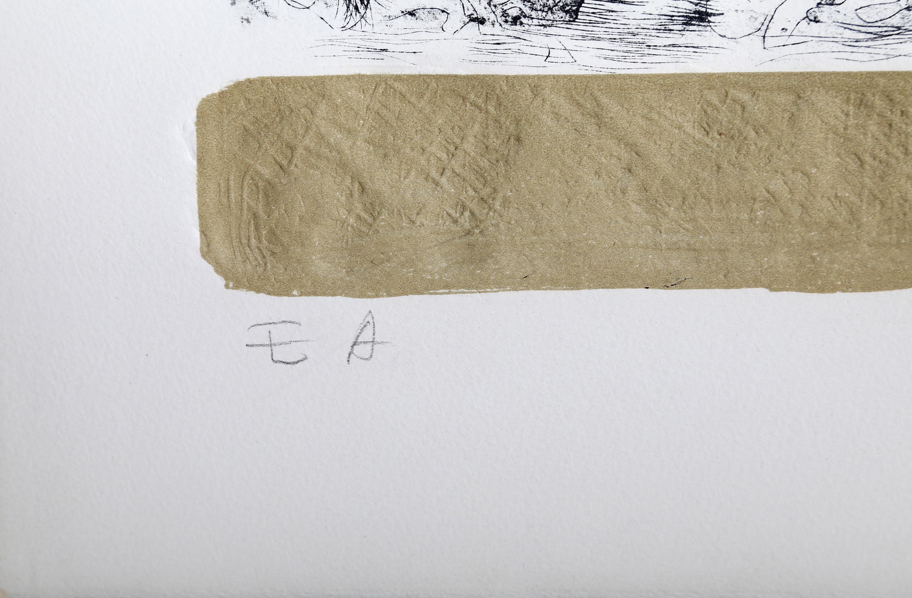 Stone Horses 3, Etching by Hoi Lebadang For Sale 2