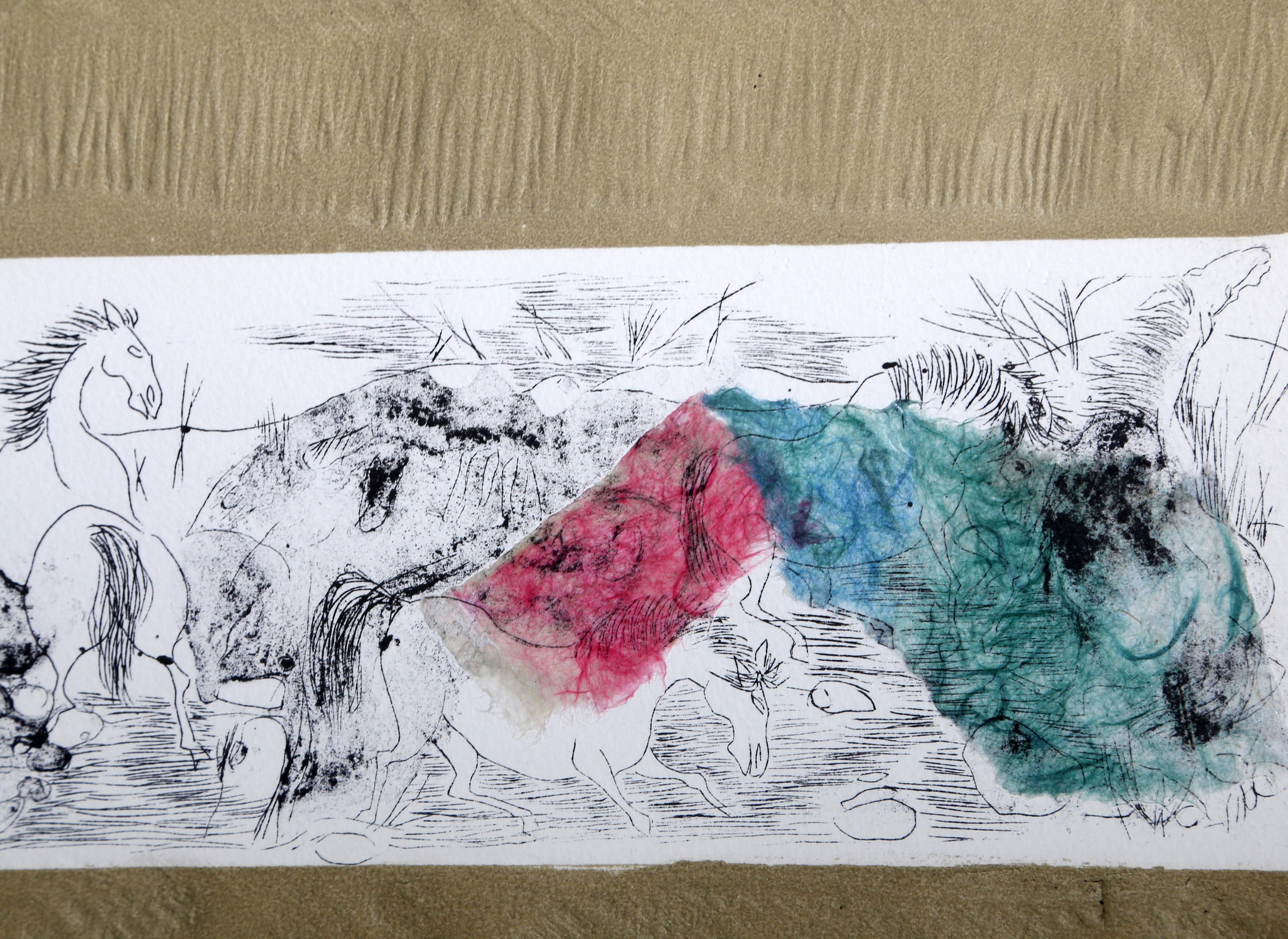Stone Horses 6, Etching by Hoi Lebadang For Sale 1