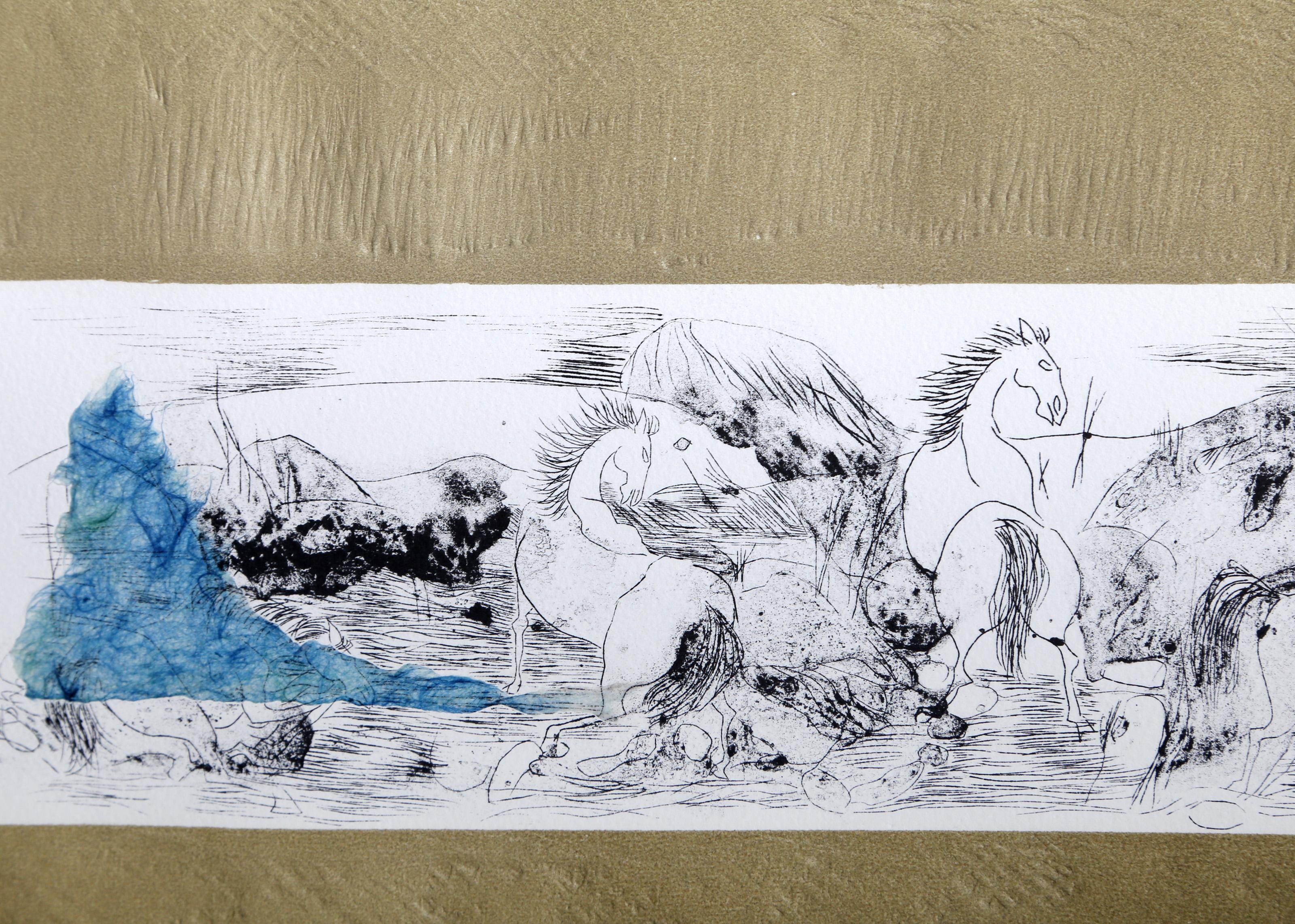 Stone Horses 8, Etching by Hoi Lebadang For Sale 1