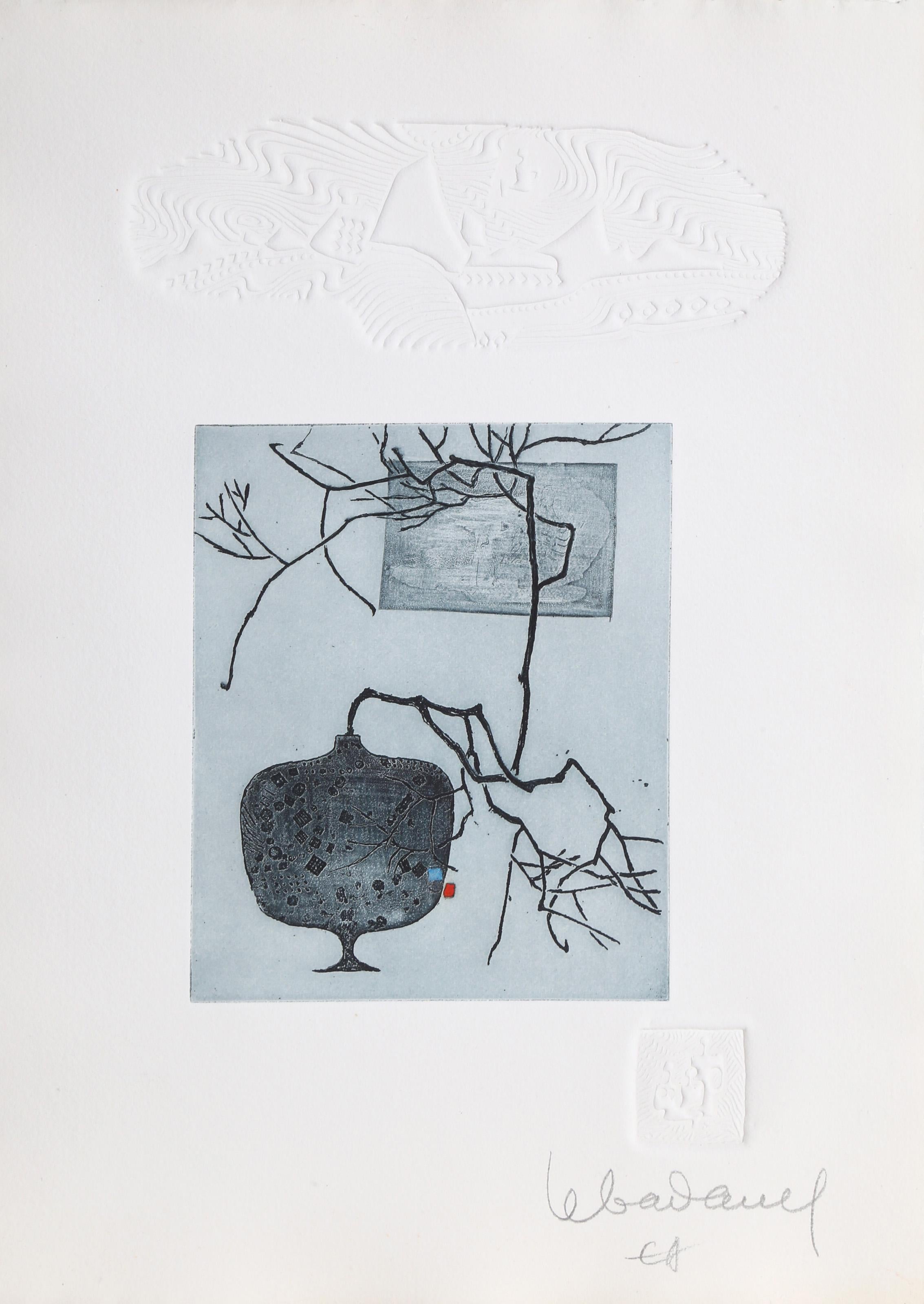 Lebadang (aka Hoi), Vietnamese (1922 - 2015) -  Tree in Interior. Year: 1982, Medium: Etching with Relief, signed and numbered in pencil, Edition: EA, Size: 14  x 10 in. (35.56  x 25.4 cm) 