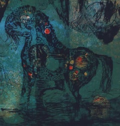 Untitled (landscape with horse and flowers)