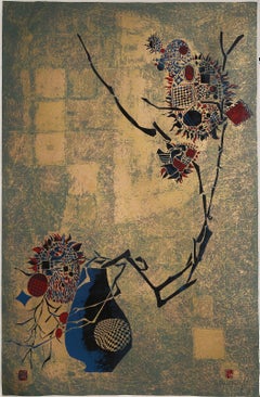 Vase on Gold, Modern Lithograph by Lebadang (aka Hoi)