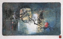 Winter Tree in Moonlight, Lithograph, mounted to Arches by Hoi Lebadang