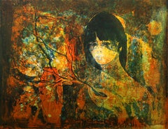 Woman with Branches, Lithograph by Hoi Lebadang