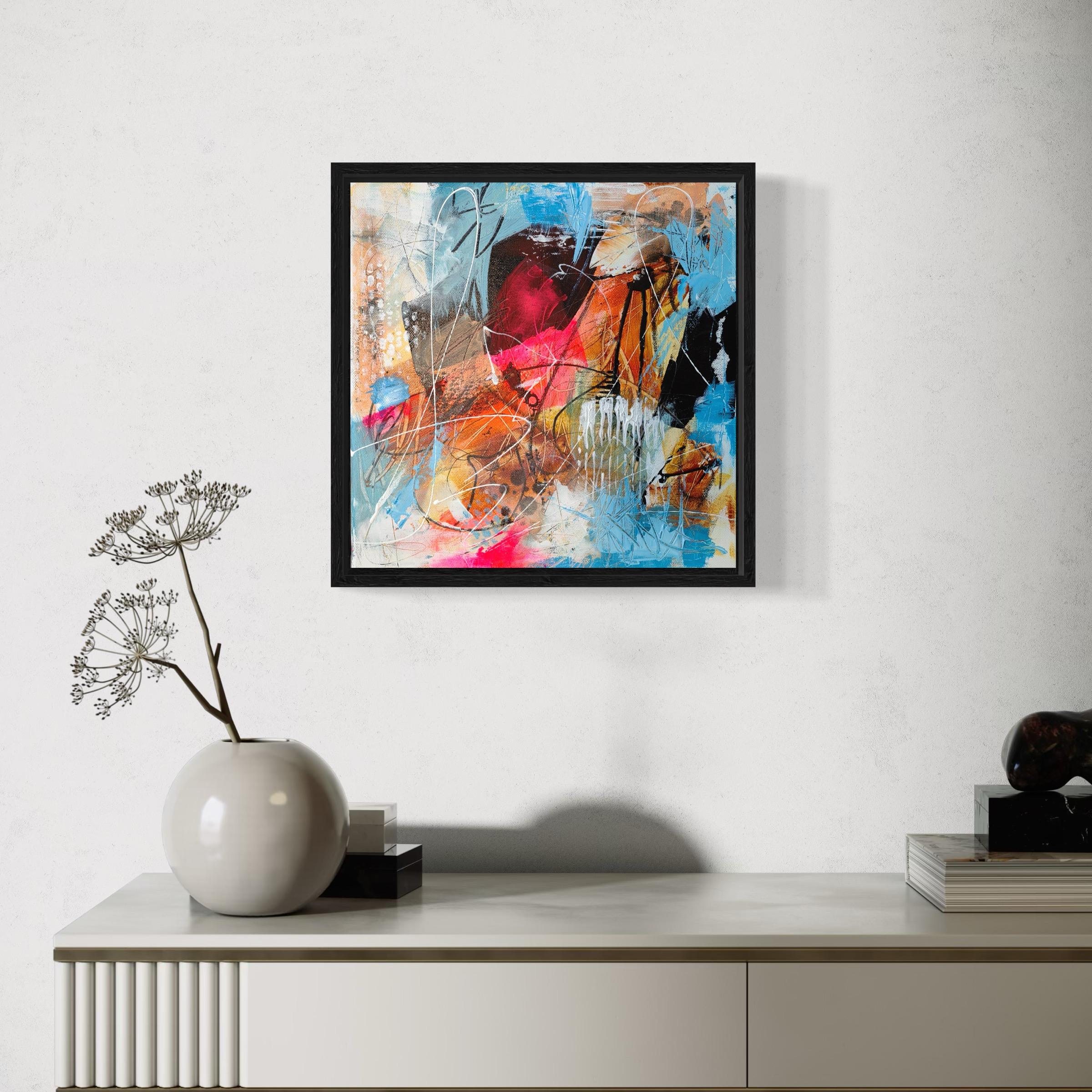 « Abstract 1 » - Peinture expressionniste abstraite encadrée à l'acrylique 2024 - Painting de Hoi Vera
