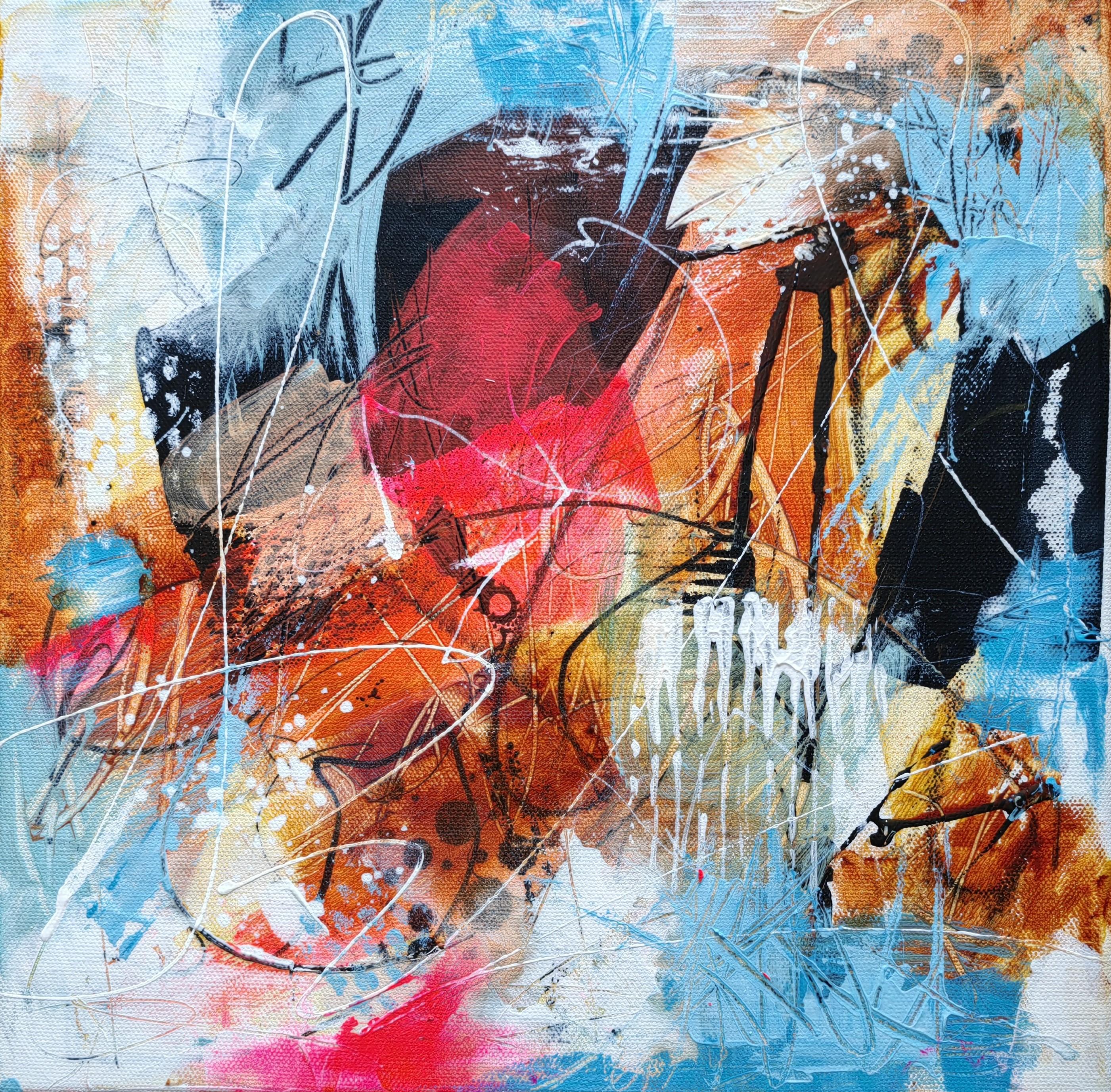 Abstract Painting Hoi Vera - « Abstract 1 » - Peinture expressionniste abstraite encadrée à l'acrylique 2024