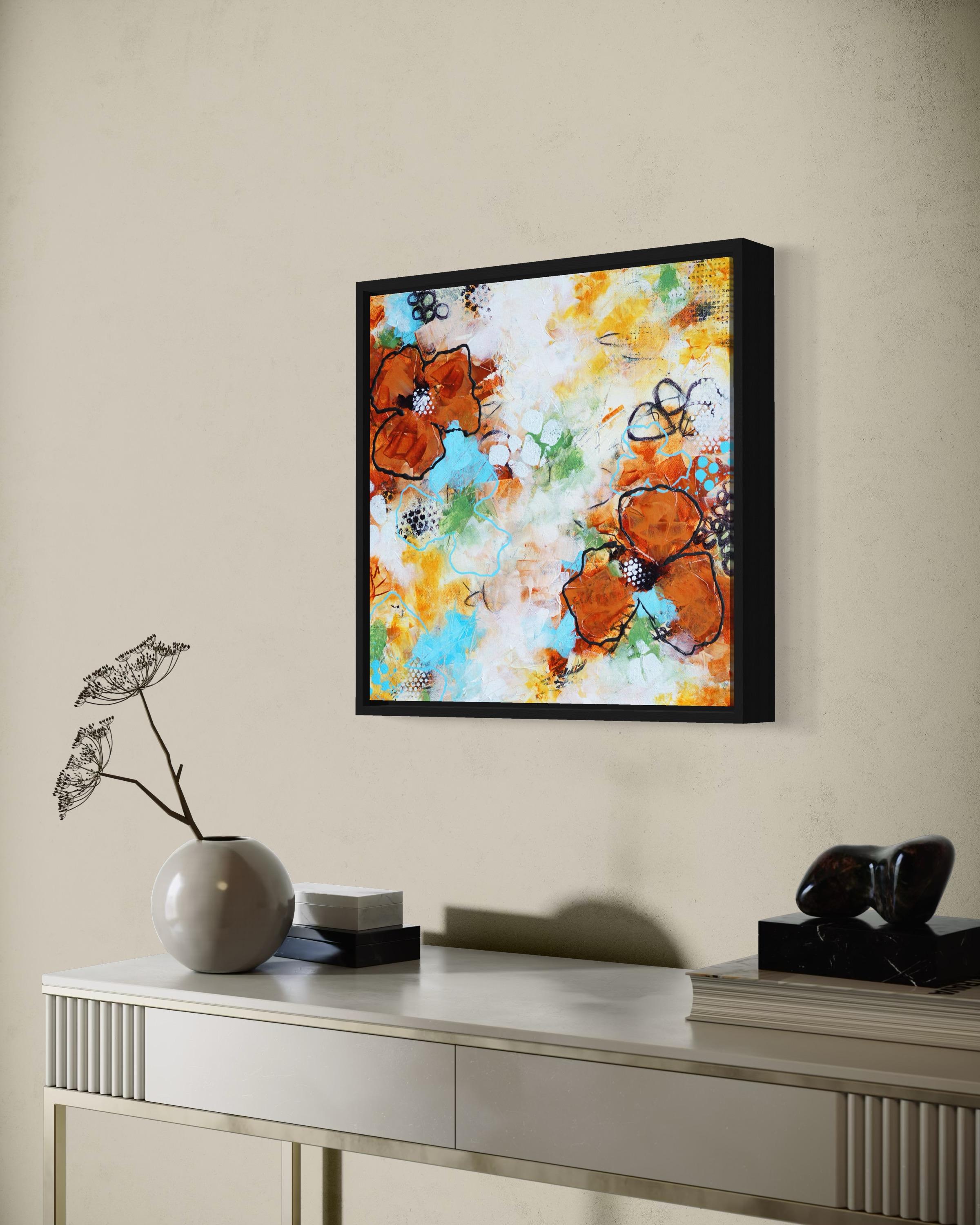 „Flowers for a Loved One“ – abstraktes Blumengemälde, gerahmt im Angebot 5