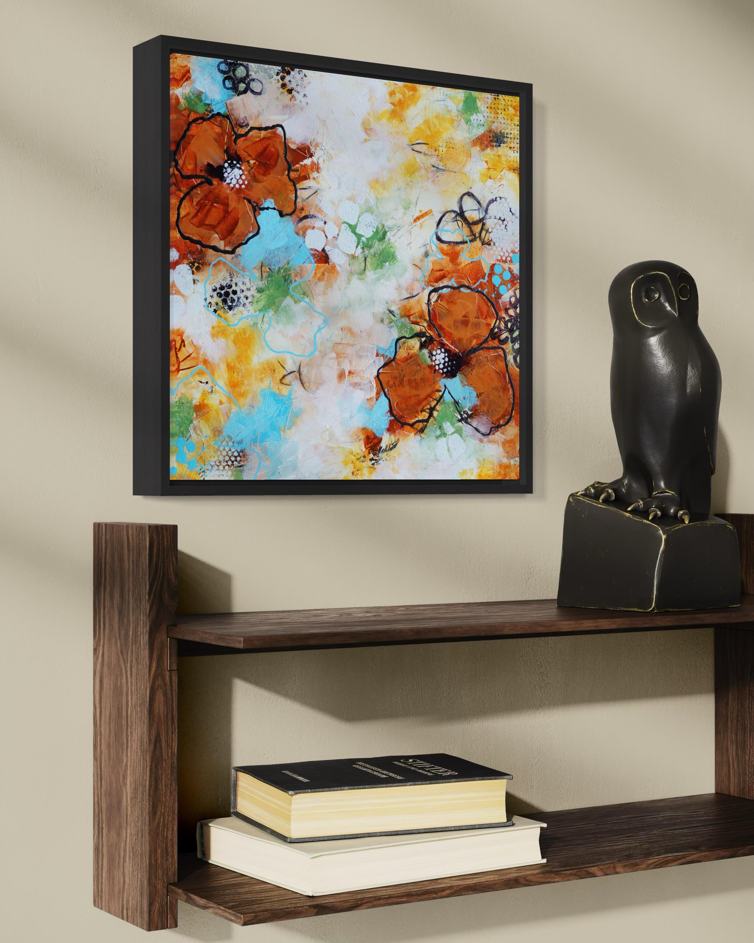 „Flowers for a Loved One“ – abstraktes Blumengemälde, gerahmt (Abstrakter Expressionismus), Painting, von Hoi Vera