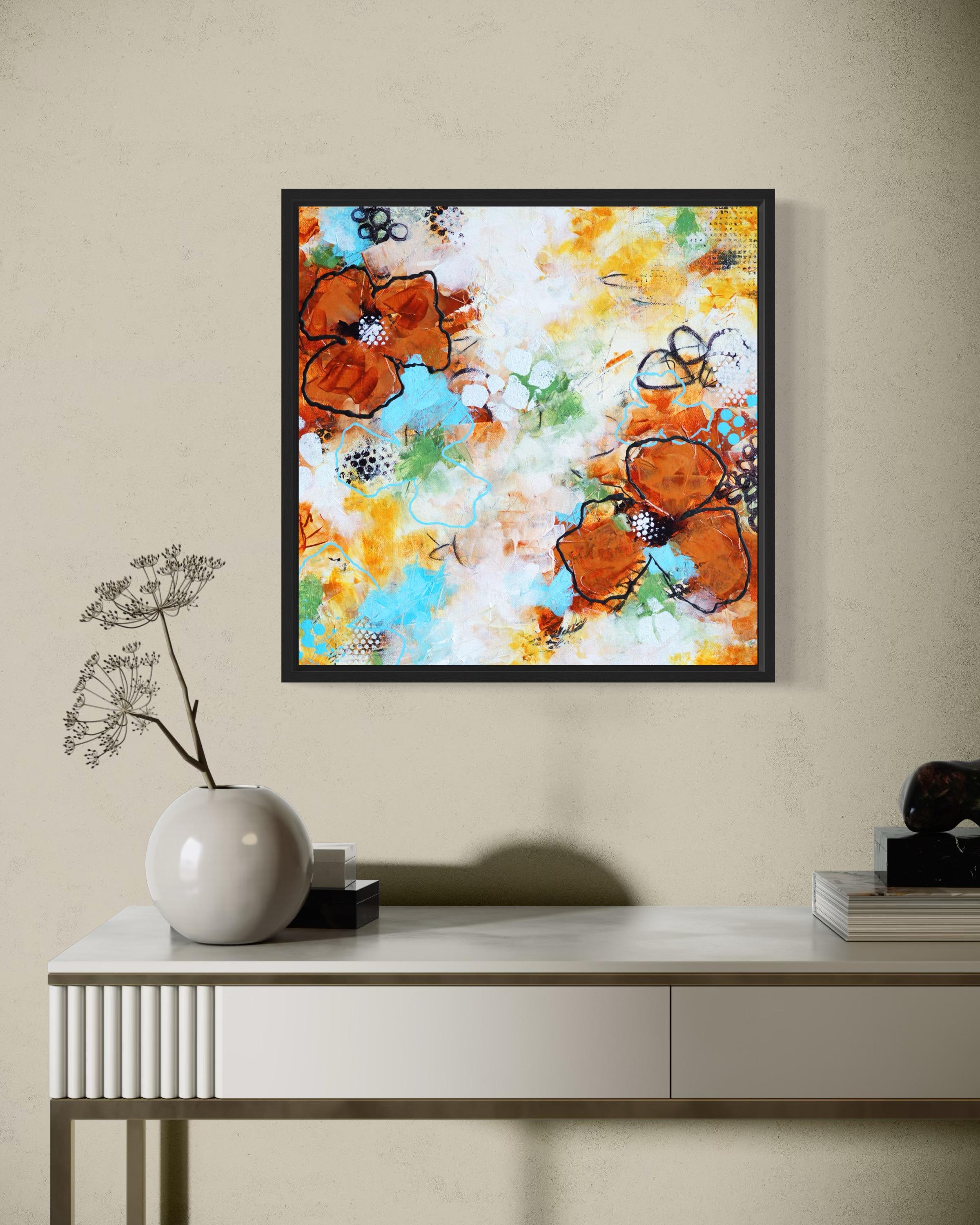 „Flowers for a Loved One“ – abstraktes Blumengemälde, gerahmt im Angebot 4
