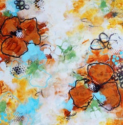 "Flowers for a Loved One" - abstract floral painting, framed
