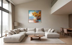 "Warm Reflections: a golden Landscape" - XXL contemporary impressionistic