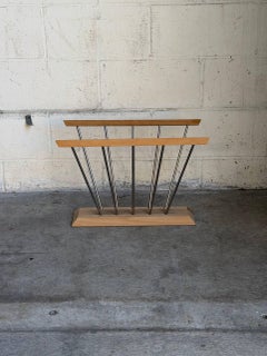 Hoigaard Danish Modern Magazine Rack Mid Century Wood & Metal Newspaper Holder