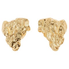 Hojari Clip-On Gold Plated Textured Earrings