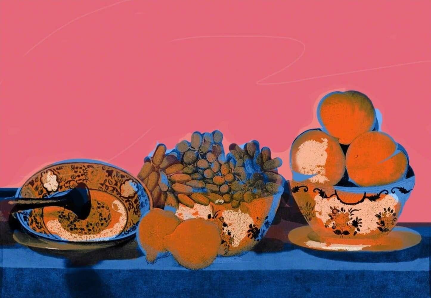 Still-Life Painting de Hojat Amani - Pink Dizi - Impresión, Impresión de inyección de tinta sobre lienzo