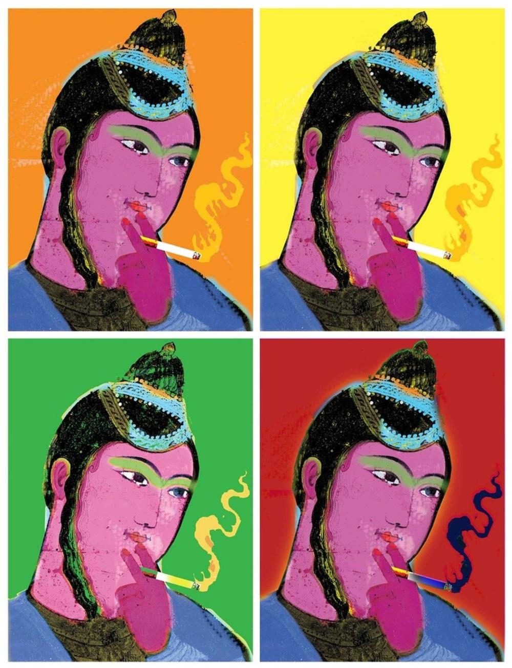 Figurative Print de Hojat Amani - Qajar Cara pícara con sombrero - Impresión, Impresión digital de inyección de tinta sobre lienzo