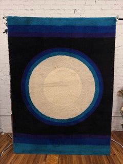 Hojer Eksport Wilton, Blauer Kreis, UNGEBRAUCHT, Rya-Teppich, Modern Mid Century, Wolle