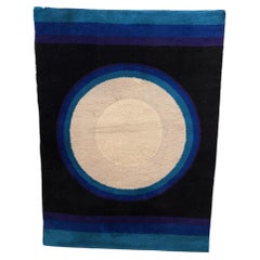 Hojer Eksport Wilton, Blauer Kreis, UNGEBRAUCHT, Rya-Teppich, Modern Mid Century, Wolle