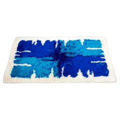 Hojer Eksport Wilton Danish Blue and Purple Abstract Design Mid Century Rya Rug