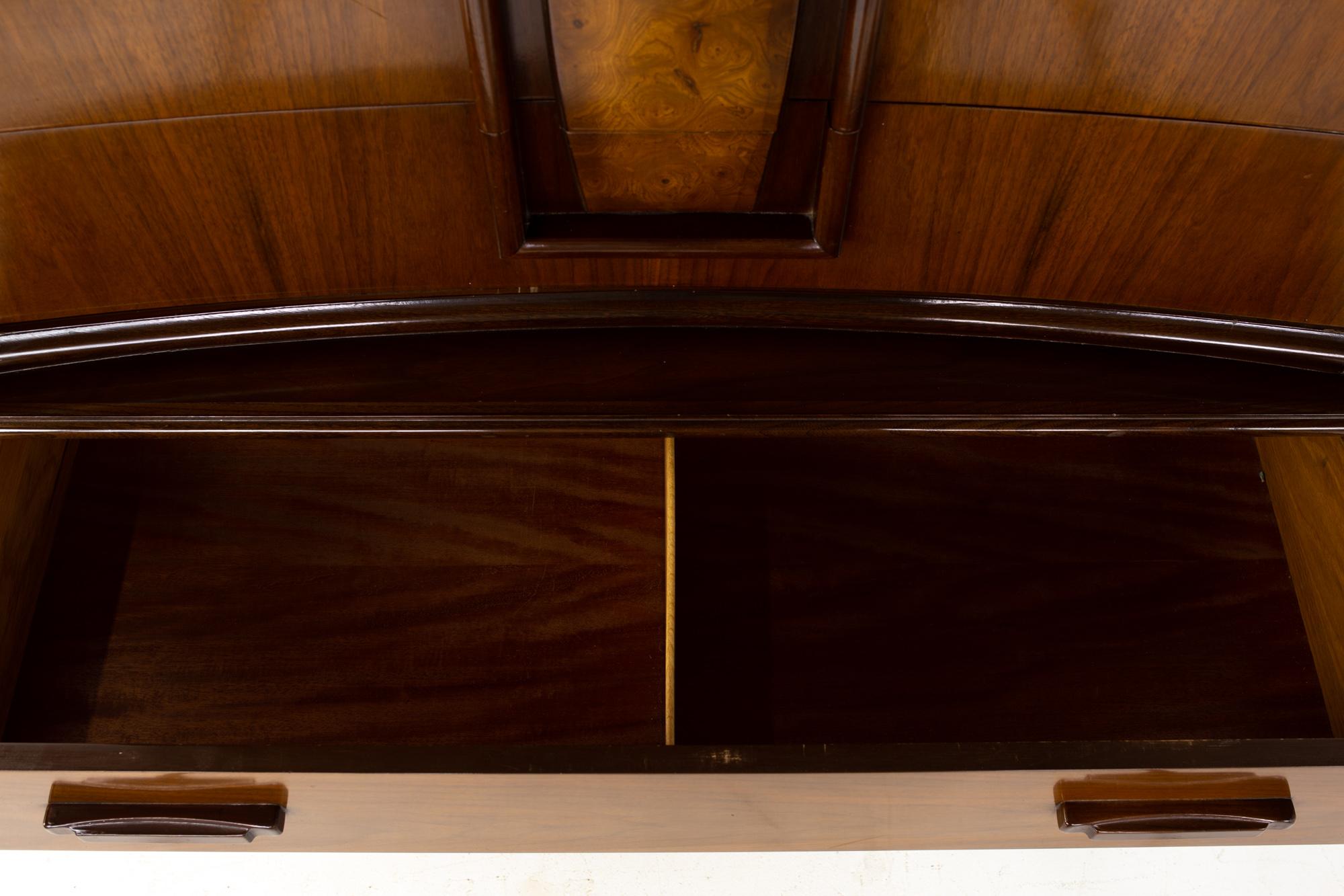 Hoke Wood Products MCM Walnut and Burlwood Gentleman's Chest Highboy Dresser 2