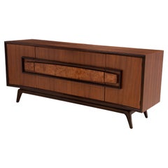 Hoke Wood Products Sculptural Nine Drawer Walnut Burl Dresser Mid Century