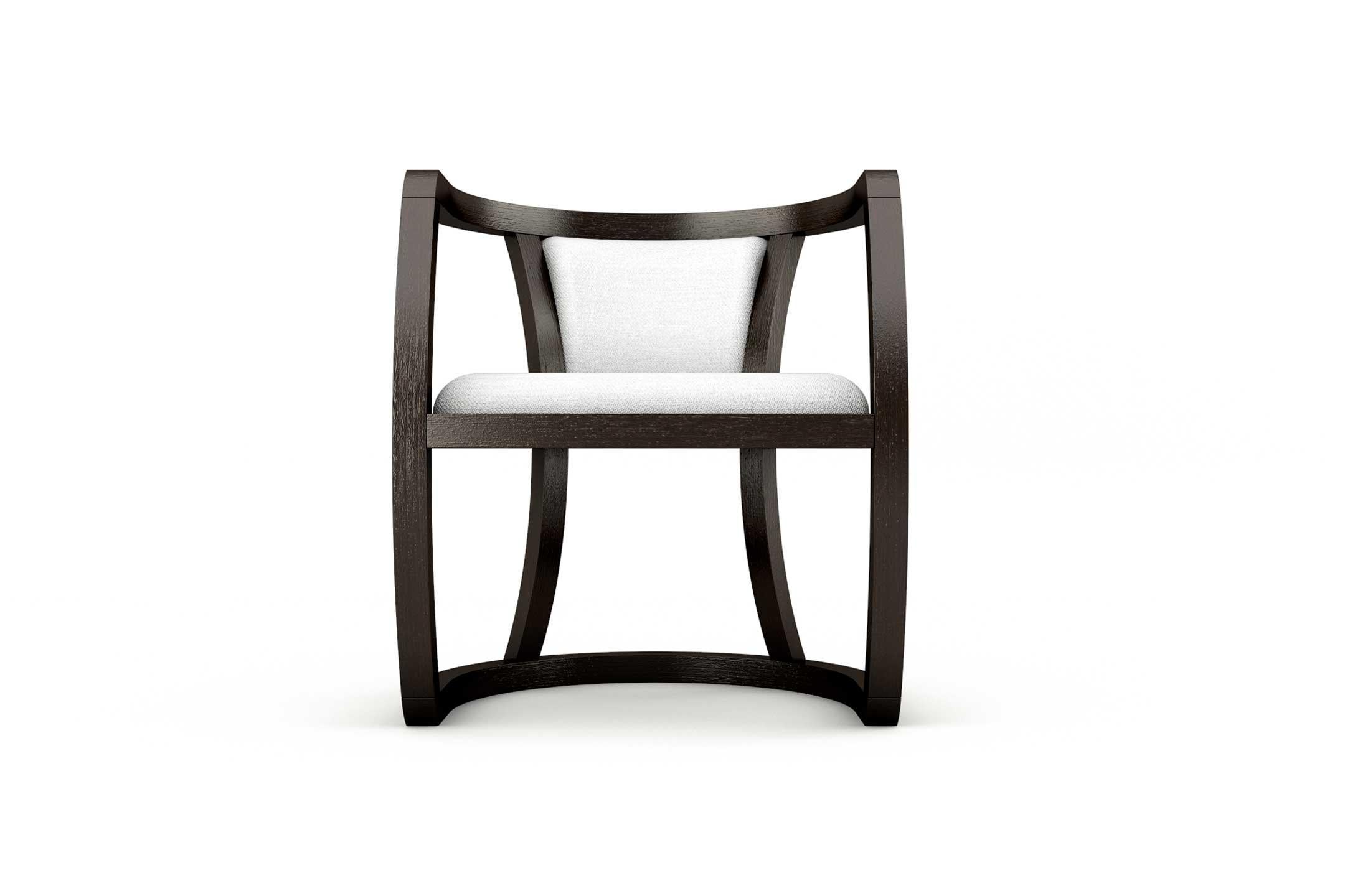 Der Sessel Hokkaido verleiht der Umgebung einen orientalischen Stil mit seinem minimalistischen und schlichten Design, wie schnelle Striche über eine leere Leinwand. Seine Struktur besteht aus gebeiztem Holz mit einem gepolsterten Schaumstoffsitz,